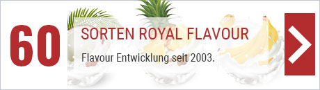 Banner weist auf 60 Geschmäcker Royal Flavour hin